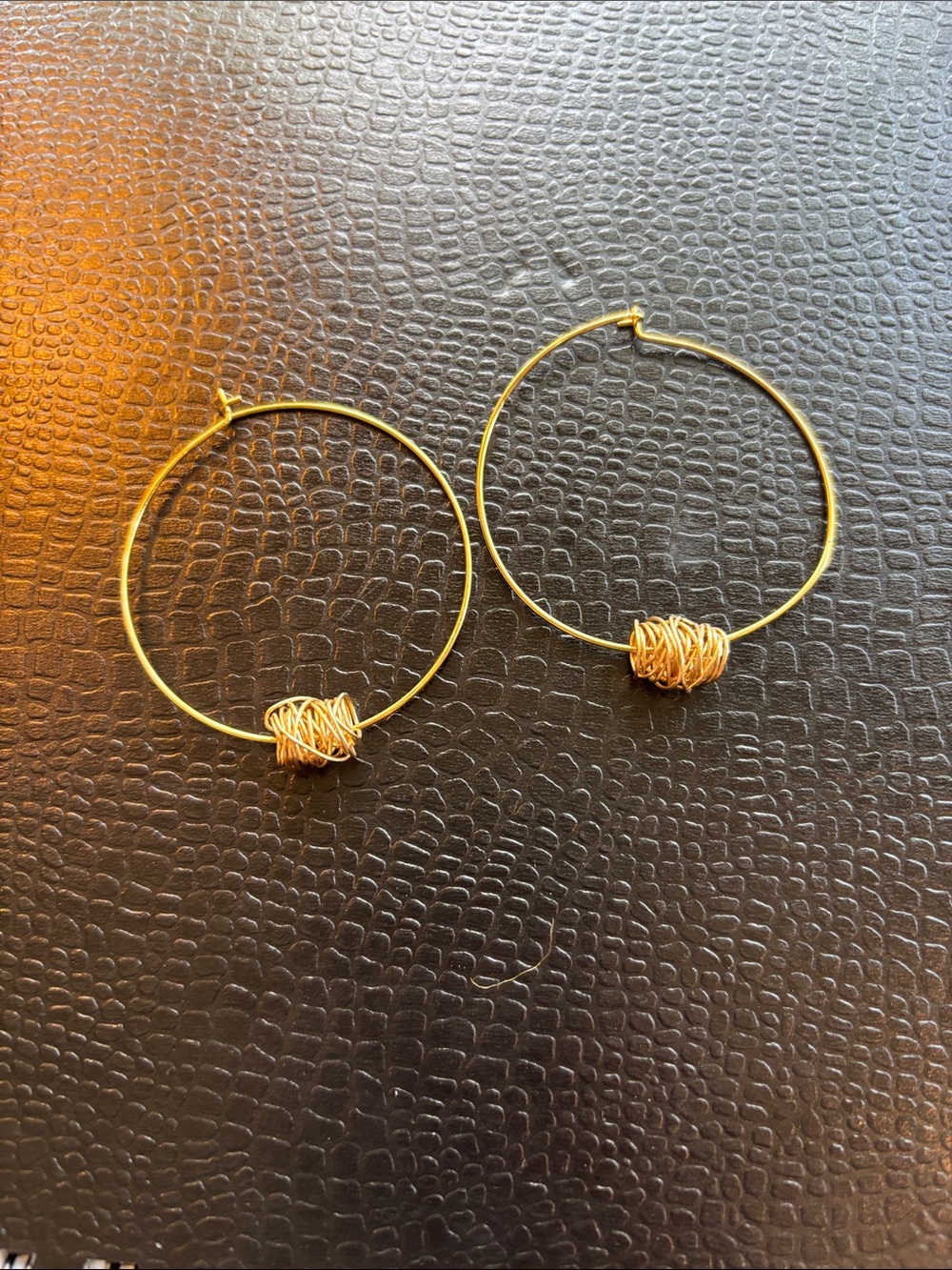 Gold Wire Knot Hoop Earrings - Women Jewelry